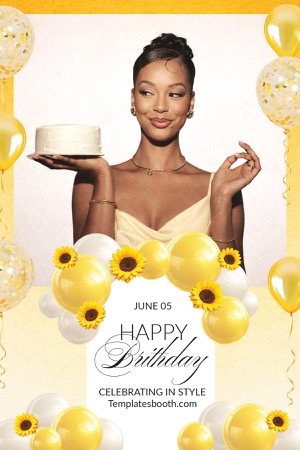 Modèle jaune de photobooth d’anniversaire