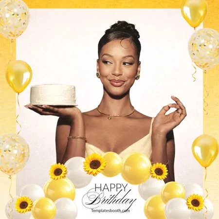 Yellow Birthday Photo Booth Template
