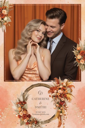 Aperçu Orange Floral Party Photo Booth Template