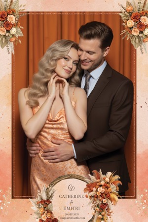 Aperçu Orange Floral Party Photo Booth Template