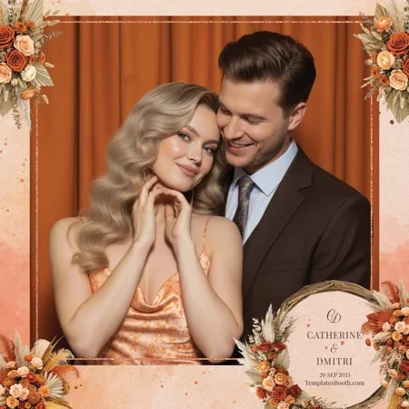 Orange Floral Party Photo Booth Template