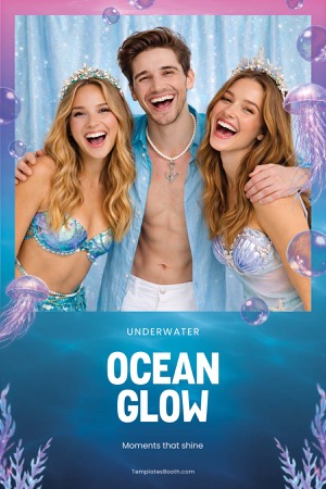Modèle de photomaton pour fête sur le thème de l’océan