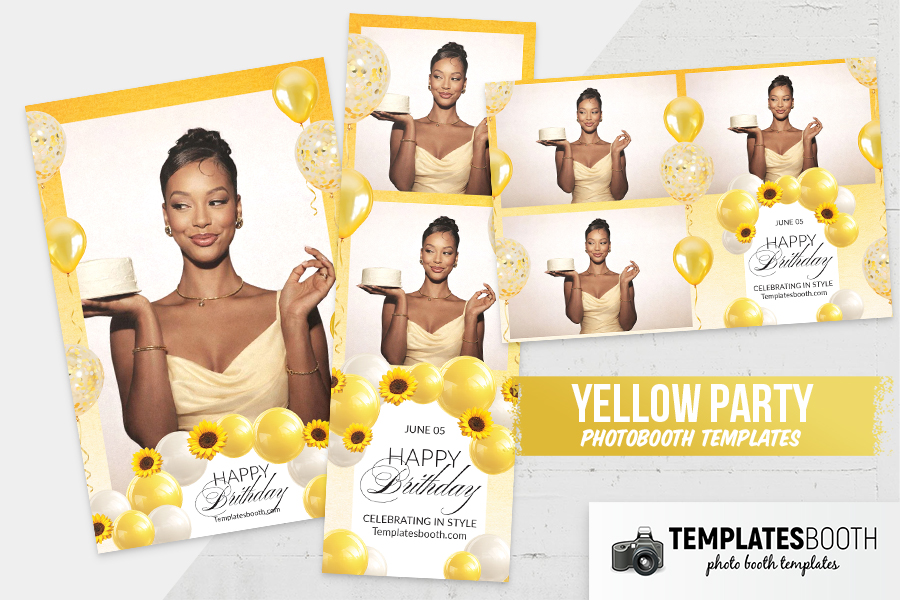 Yellow Birthday Photo Booth Template Preview