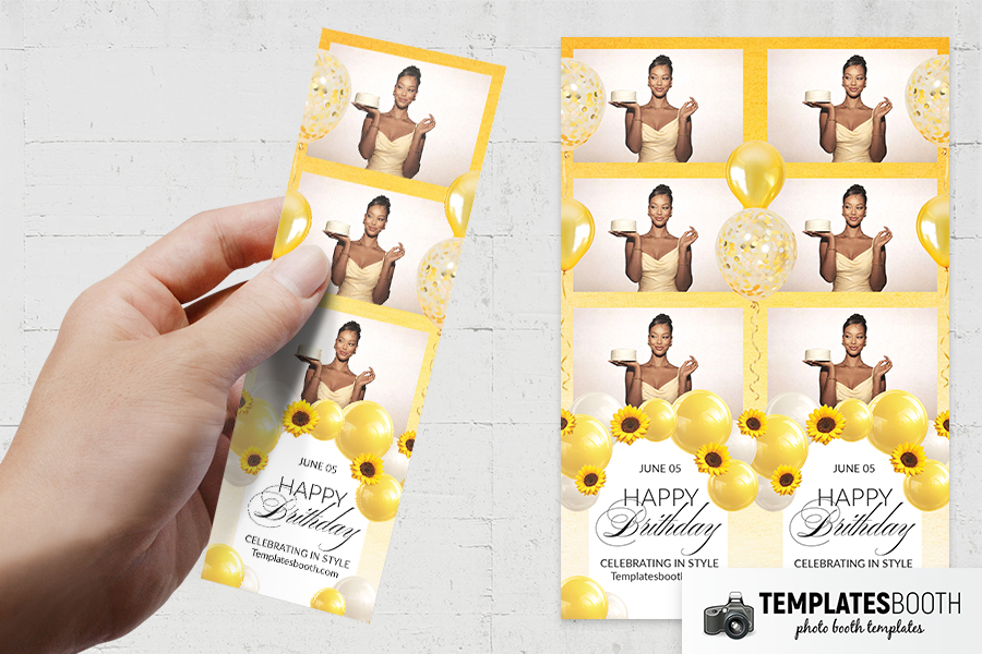 Yellow Birthday Photo Booth Template Preview