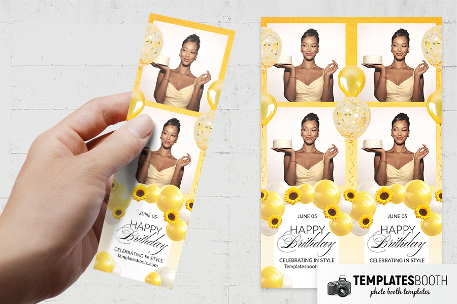 Yellow Birthday Photo Booth Template Preview