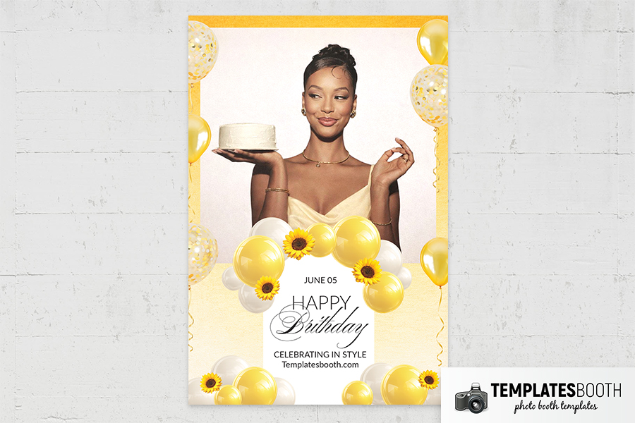 Yellow Birthday Photo Booth Template Preview