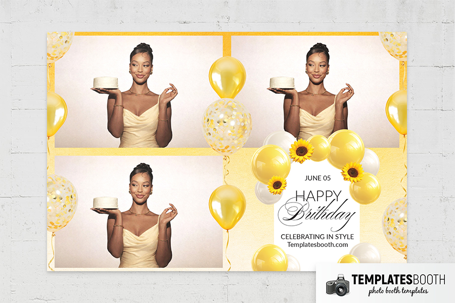 Yellow Birthday Photo Booth Template Preview