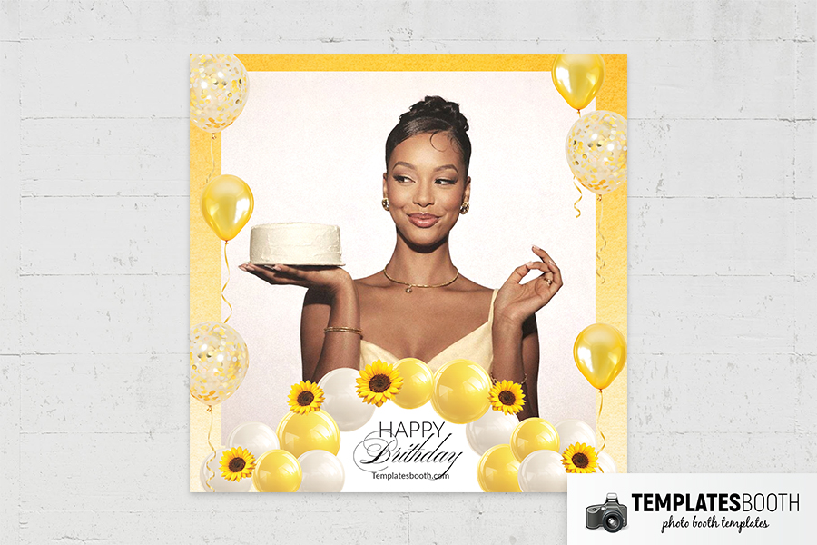 Yellow Birthday Photo Booth Template Preview