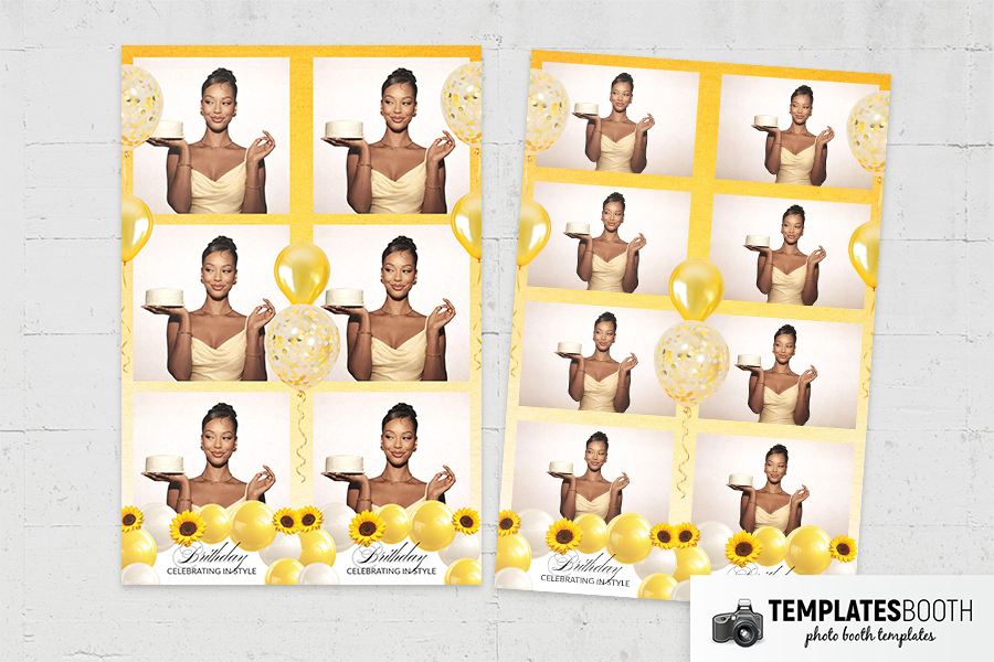 Yellow Birthday Photo Booth Template Preview