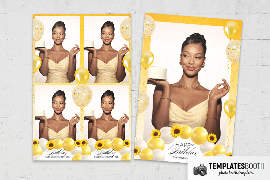 Yellow Birthday Photo Booth Template Preview