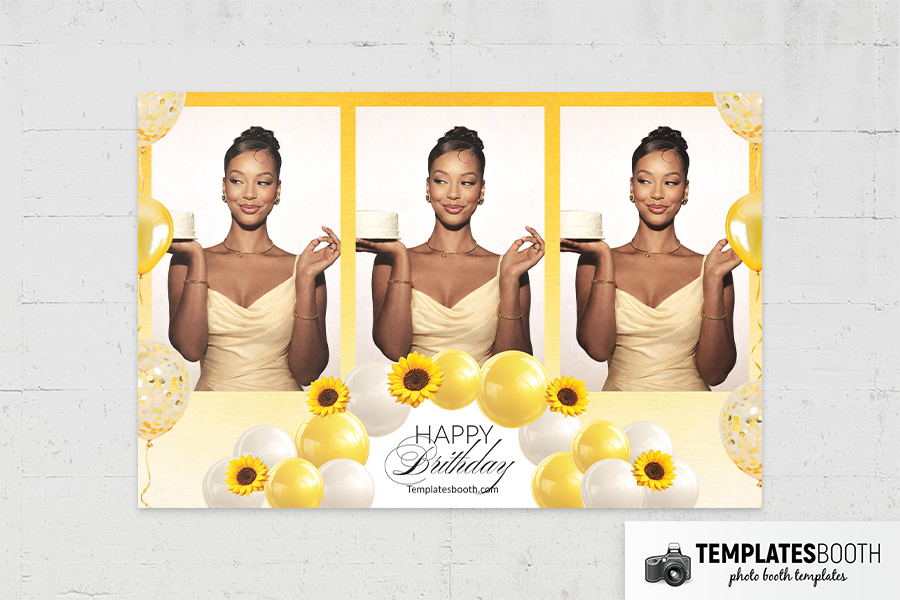 Yellow Birthday Photo Booth Template Preview