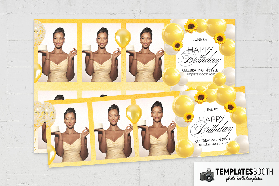 Yellow Birthday Photo Booth Template Preview