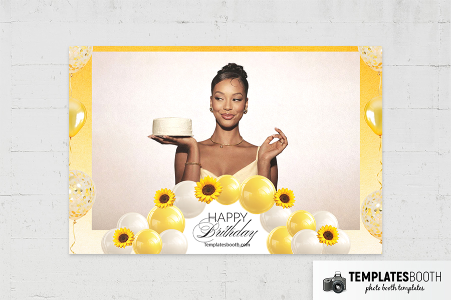 Yellow Birthday Photo Booth Template Preview