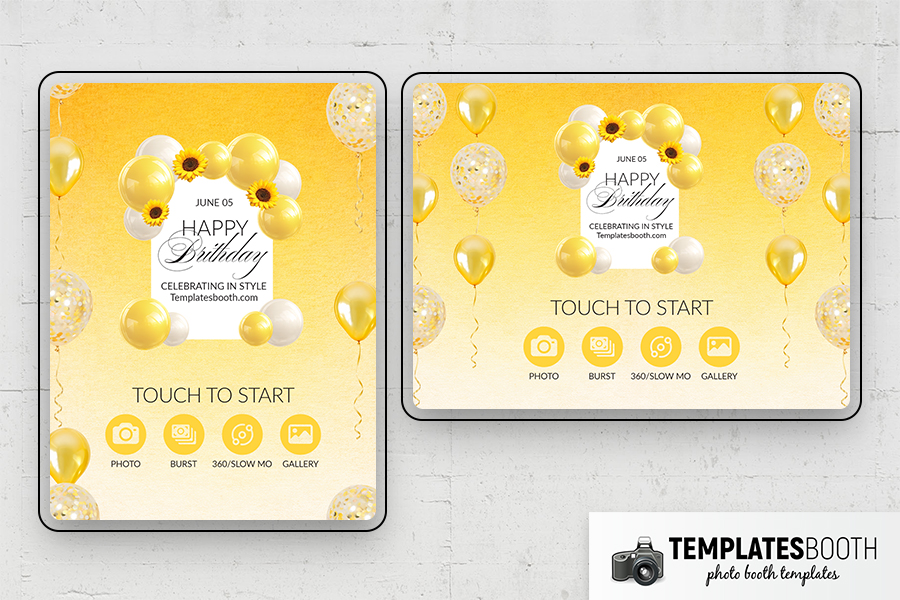 Yellow Birthday Photo Booth Template Preview