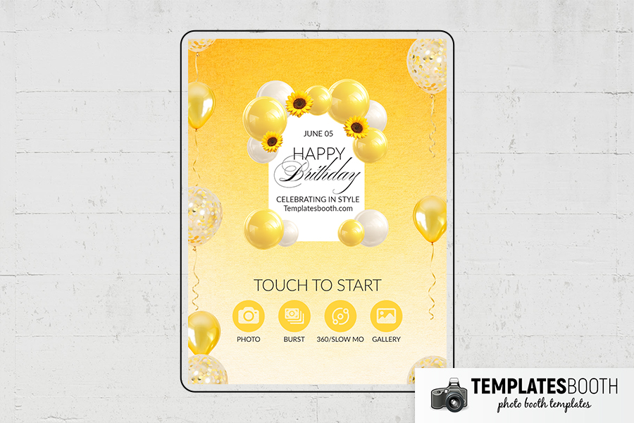 Yellow Birthday Photo Booth Template Preview