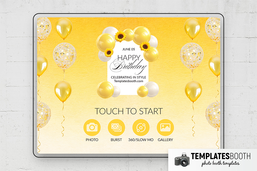 Yellow Birthday Photo Booth Template Preview