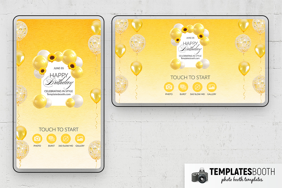 Yellow Birthday Photo Booth Template Preview