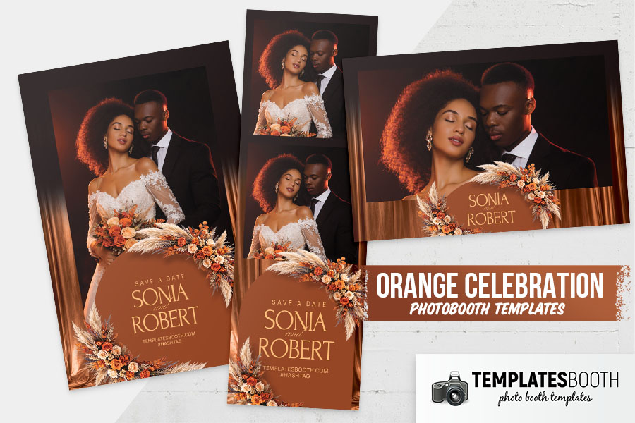 Orange Celebration Photo Booth Template Preview