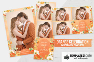 Modèle de photomaton Célébration orange