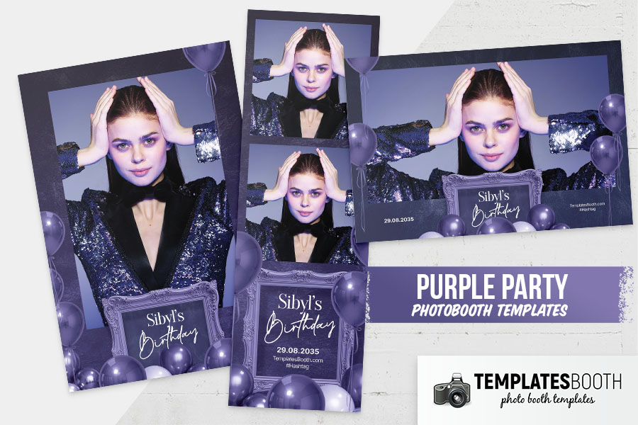 Purple Party Photo Booth Template Preview