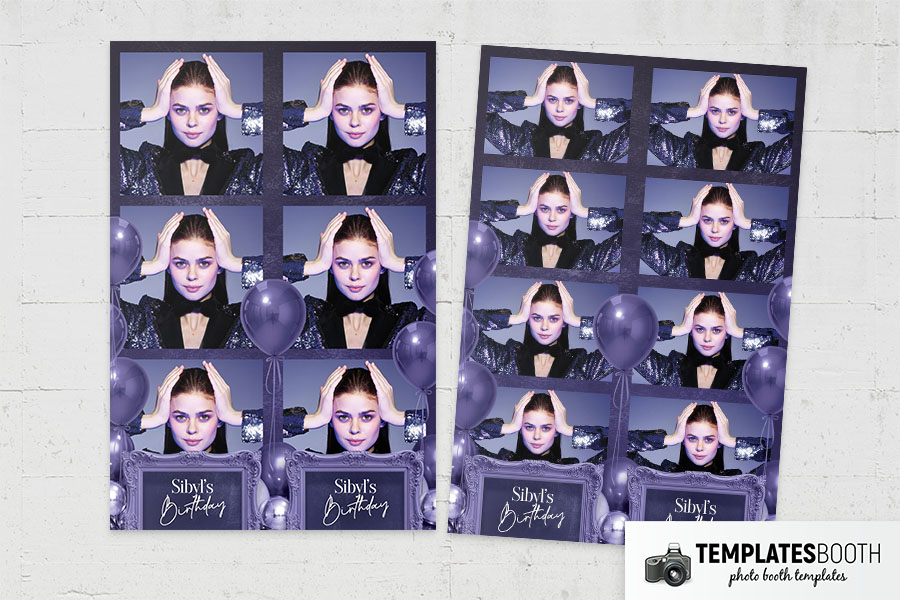 Purple Party Photo Booth Template Preview