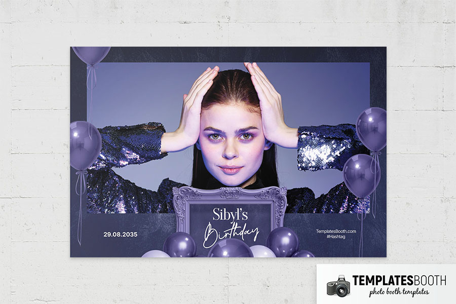 Purple Party Photo Booth Template Preview