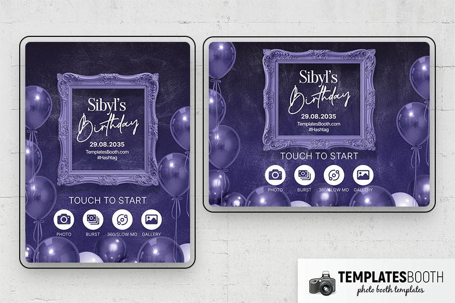 Purple Party Photo Booth Template Preview
