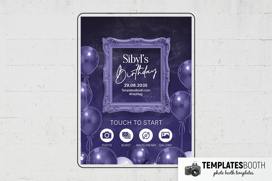 Purple Party Photo Booth Template Preview