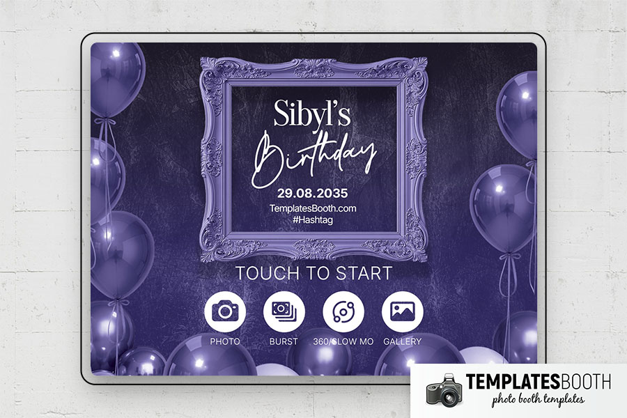 Purple Party Photo Booth Template Preview