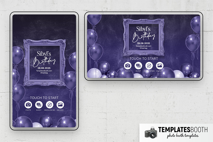Purple Party Photo Booth Template Preview