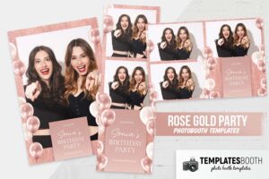Modèle de photomaton pour fête en or rose