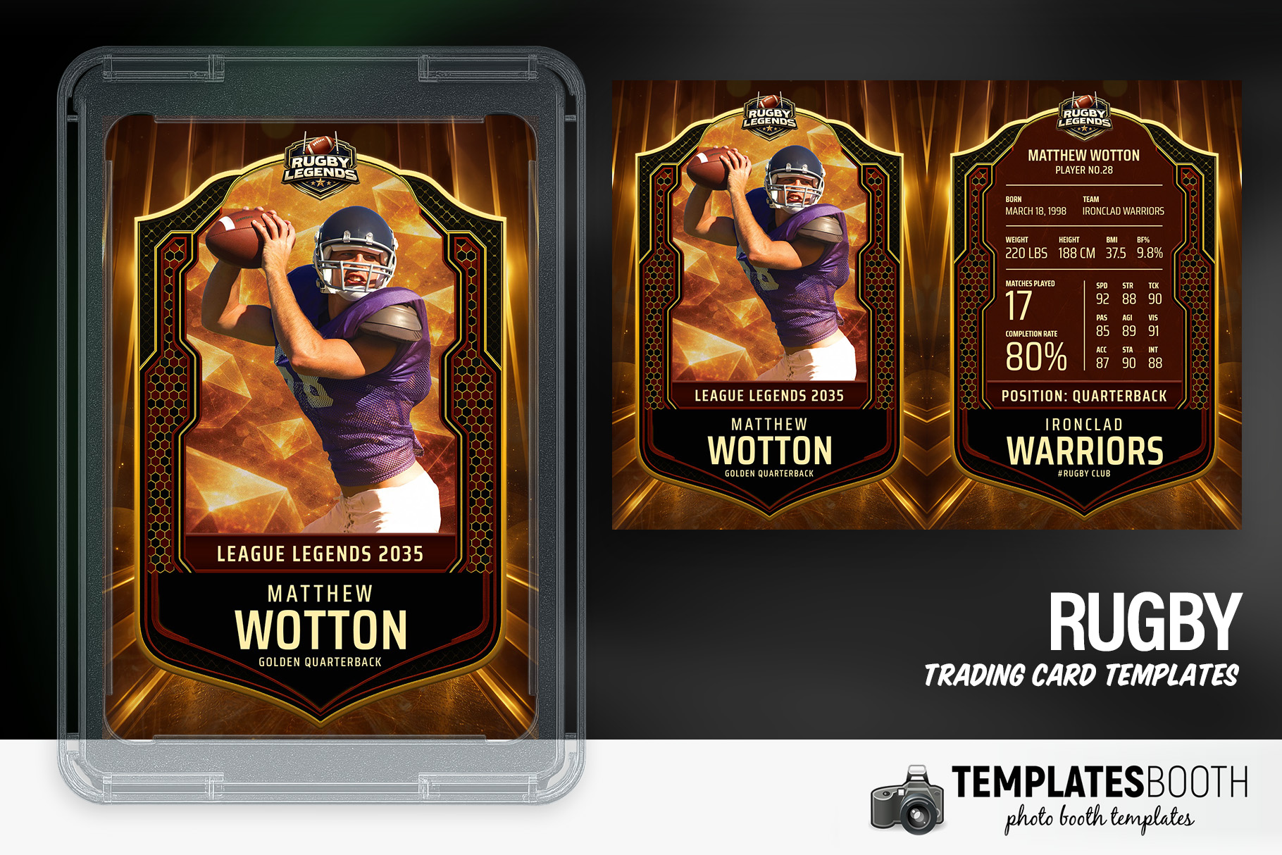 Football Trading Card Photo Booth Template Preview