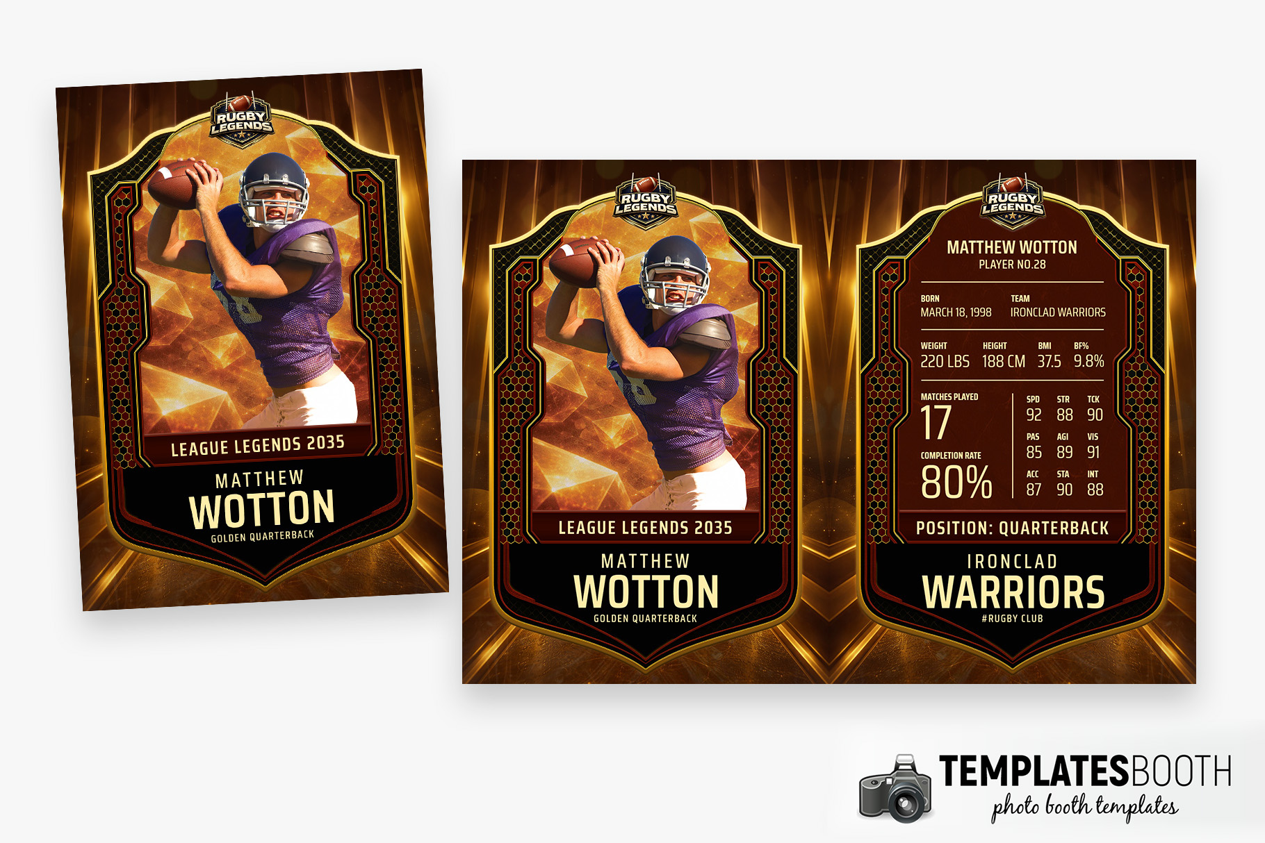 Football Trading Card Photo Booth Template Preview