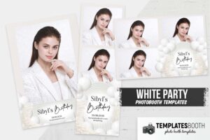 Modèle de photomaton de fête en blanc
