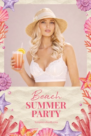 Modèle de photomaton pour fête sur la plage