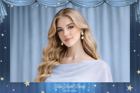 Modèle de photomaton pour fête bleue
