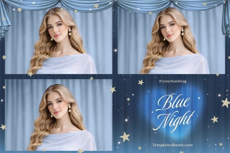 Modèle de photomaton pour fête bleue