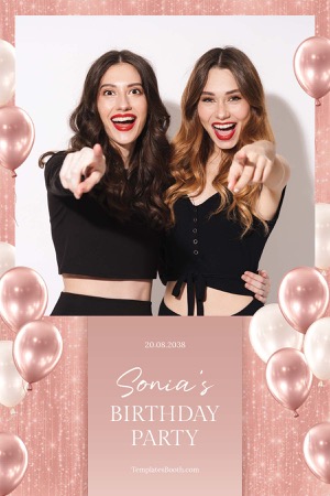 Modèle de photomaton pour fête en or rose