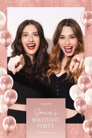 Modèle de photomaton pour fête en or rose