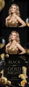 Black & Gold Party Photo Booth Template 2x6 Strip