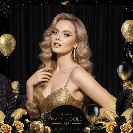 Black & Gold Party Photo Booth Template