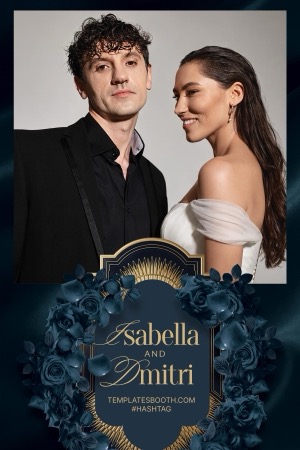Aperçu Blue Gold Celebration Photo Booth Template