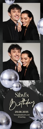 Modèle de photomaton de fête noir et argenté