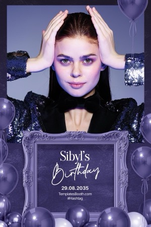 Modèle de photomaton de fête violette
