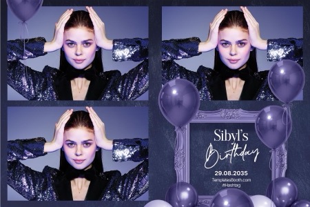 Modèle de photomaton de fête violette