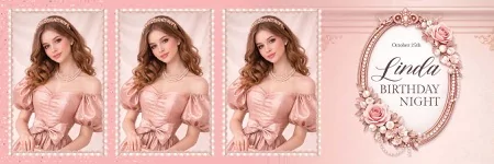 Pink Gold Birthday Photo Booth Template