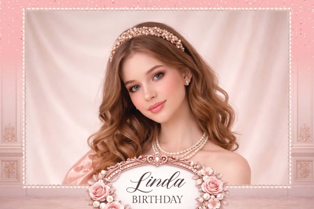 Modèle de photomaton d’anniversaire rose et or