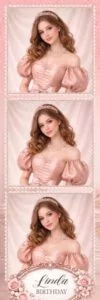 Pink Gold Birthday Photo Booth Template 2x6 Strip
