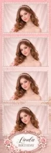 Pink Gold Birthday Photo Booth Template 2x6 Strip