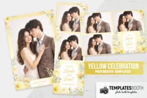 Modèle de photomaton de célébration jaune